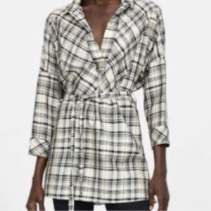 LEAVING CLOSET!! Accepting almost any offer! NWOT - ZARA PLAID TIE WAIST SHIRT